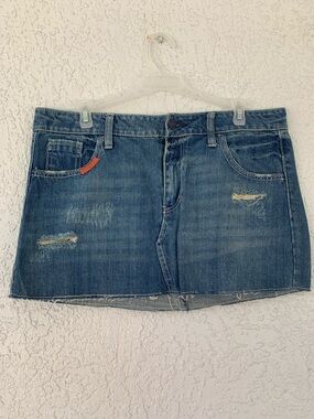 American Eagle Outfitters Distressed Denim Mini Skirt in Blue size 12
